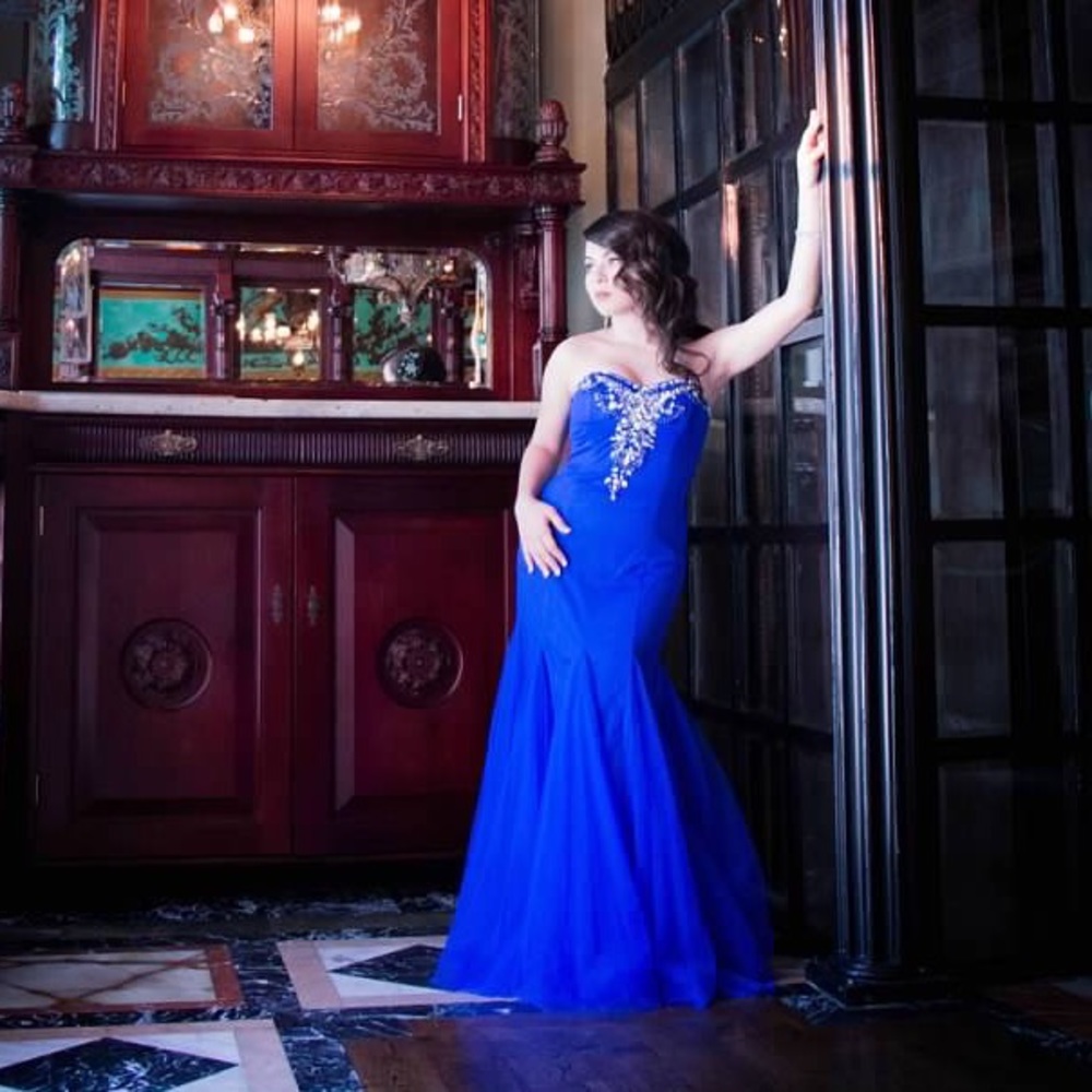 Royal Blue Formal Mermaid Style Tule Gown